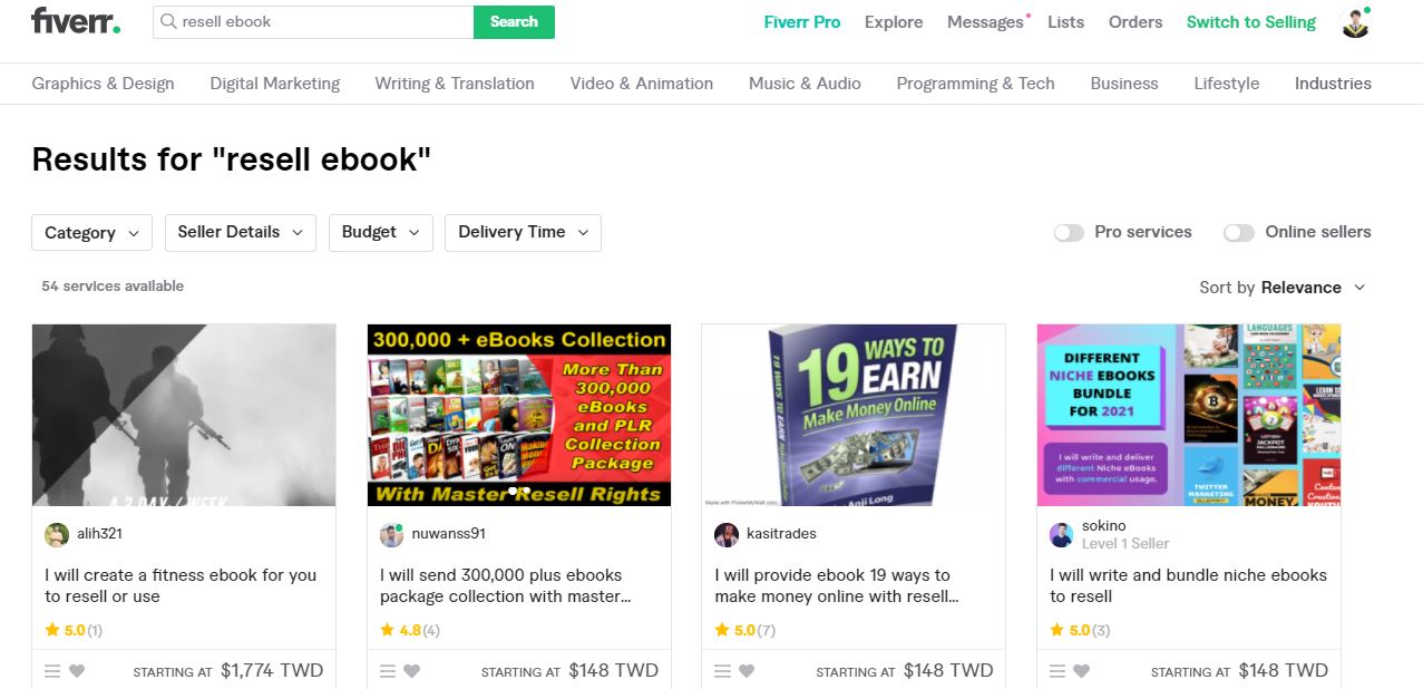 電子書賺錢 fiverr