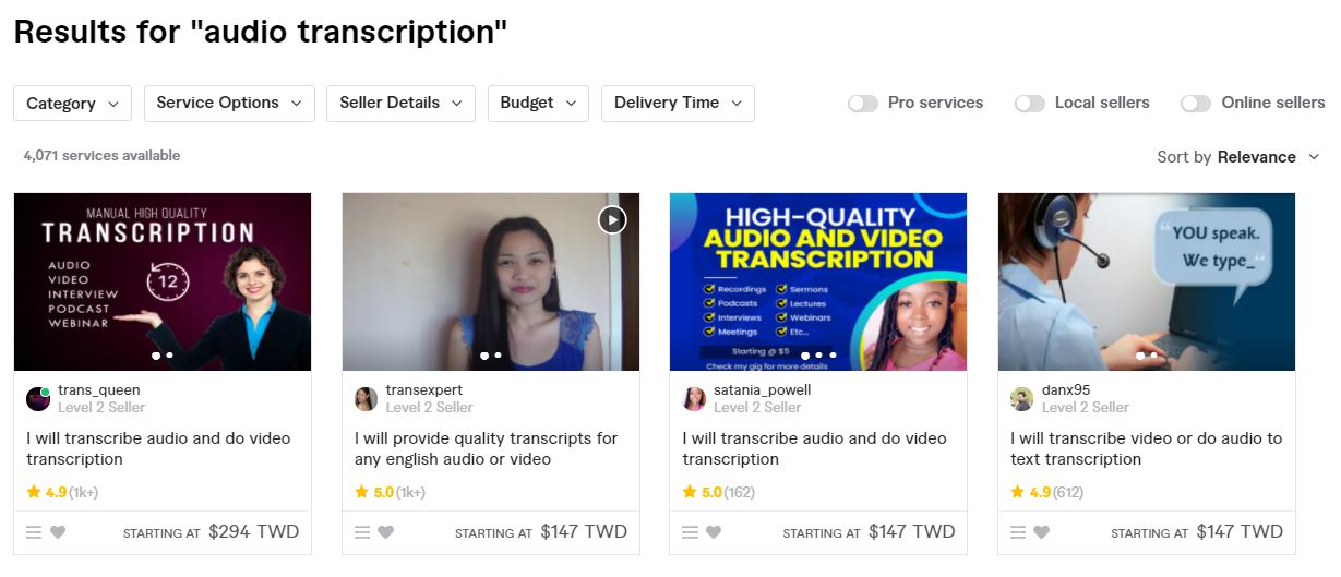 fiverr接案 transcription